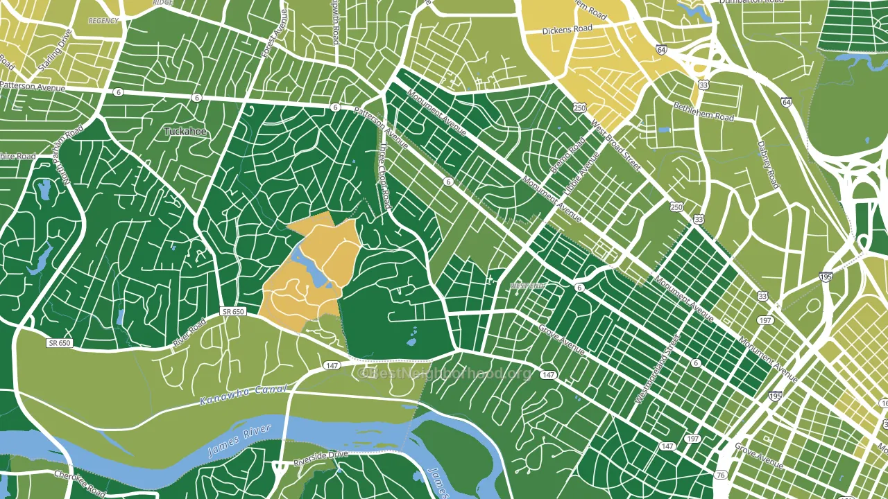Three Chopt, Richmond, VA block-group voter-turnout map