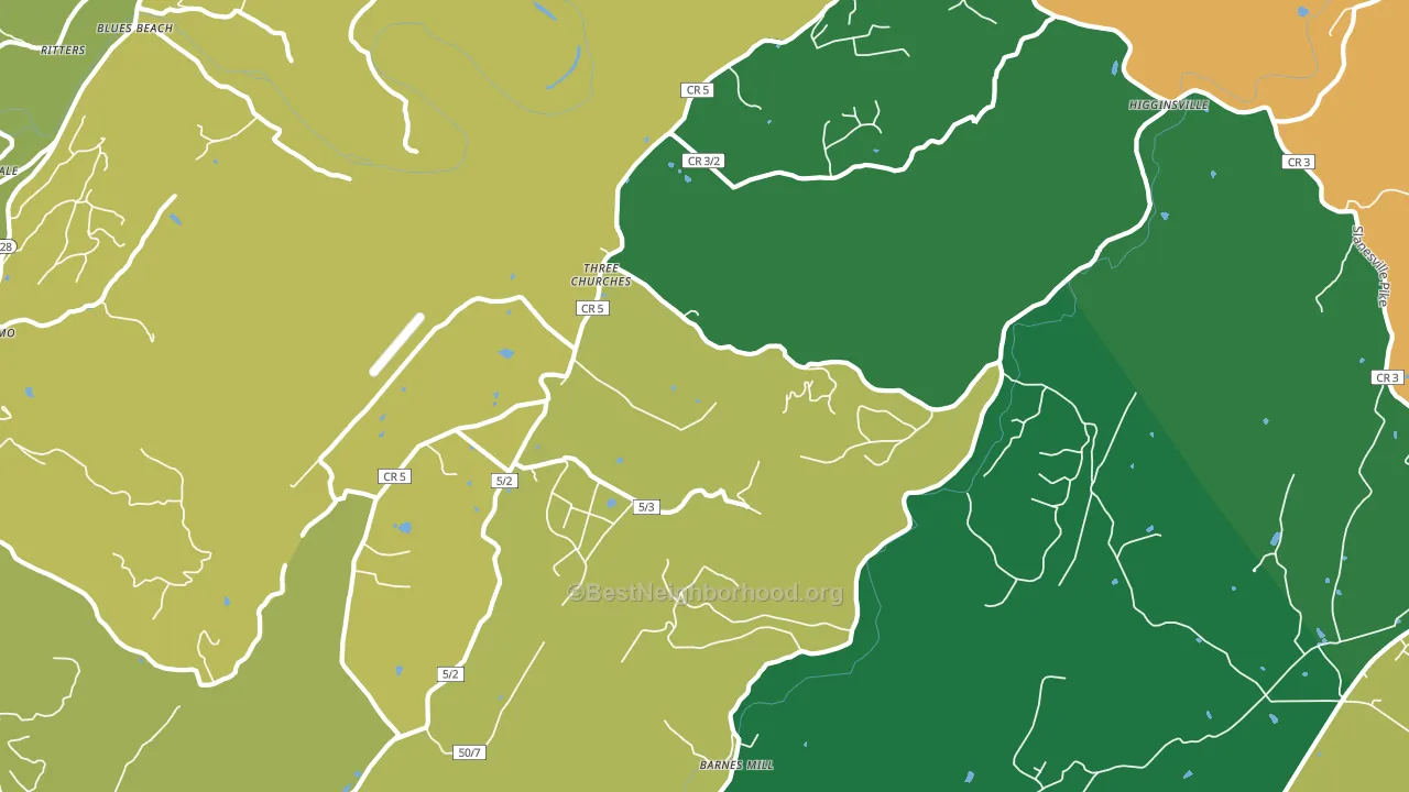 Three Churches, WV block-group voter-turnout map