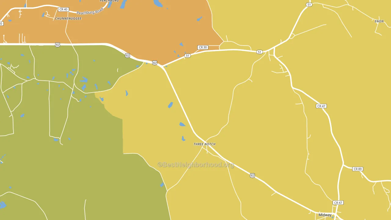 Three Notch, AL block-group voter-turnout map