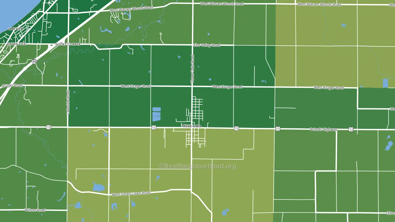 Three Oaks, MI block-group voter-turnout map