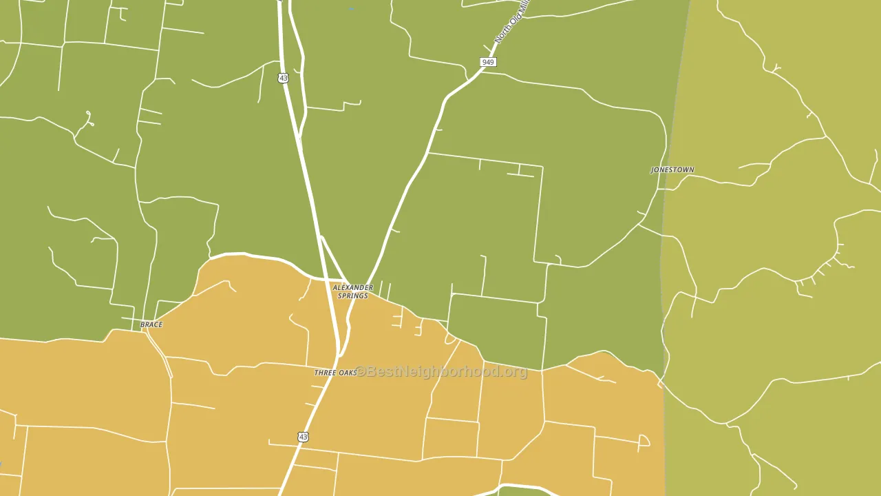 Three Oaks, TN block-group voter-turnout map