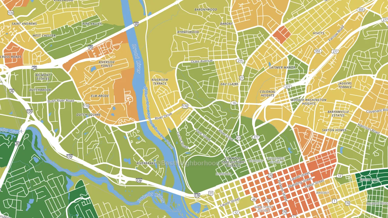 Three Points, Columbia, SC block-group voter-turnout map