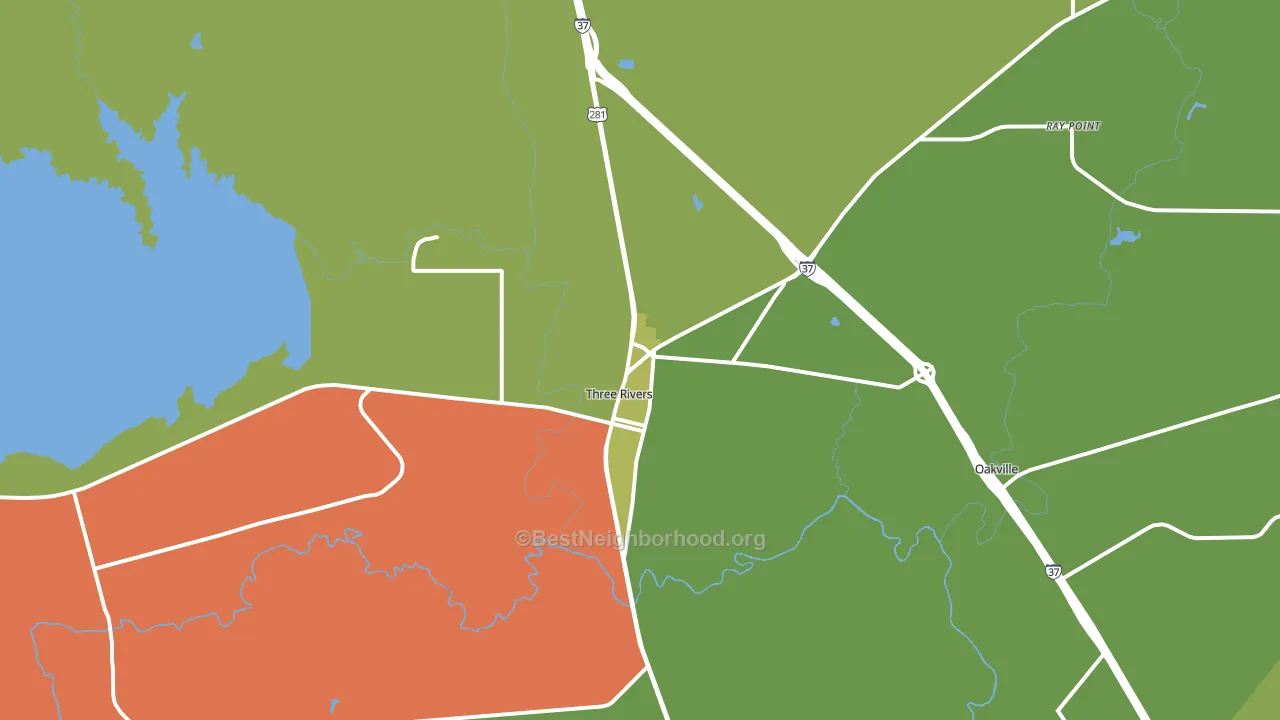 Three Rivers, TX block-group voter-turnout map
