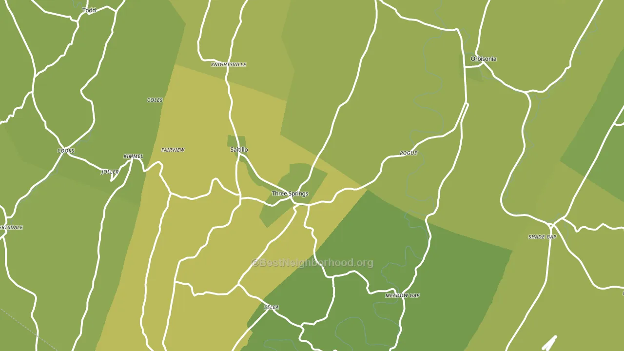 Three Springs, PA block-group voter-turnout map