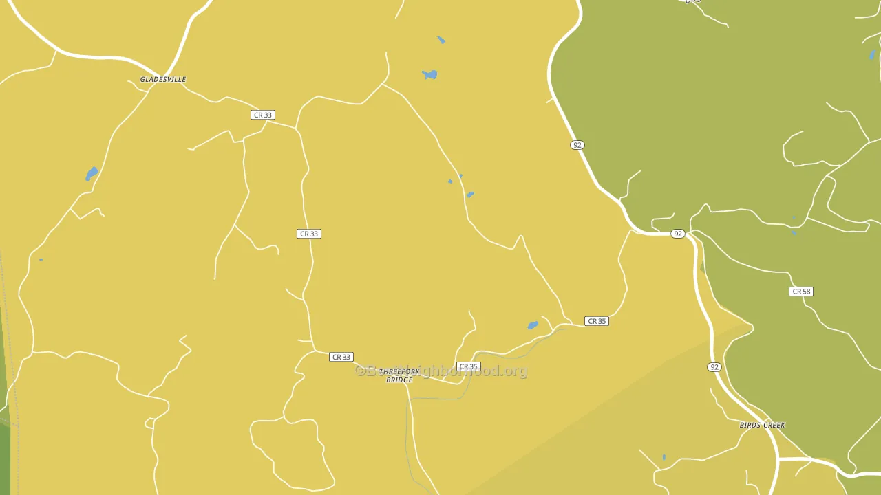 Threefork Bridge, WV block-group voter-turnout map