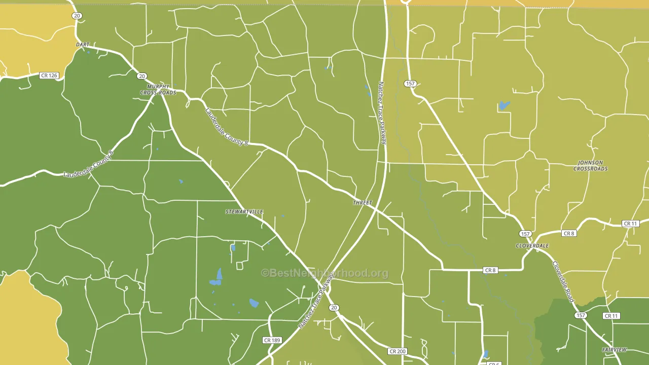 Threet, AL block-group voter-turnout map