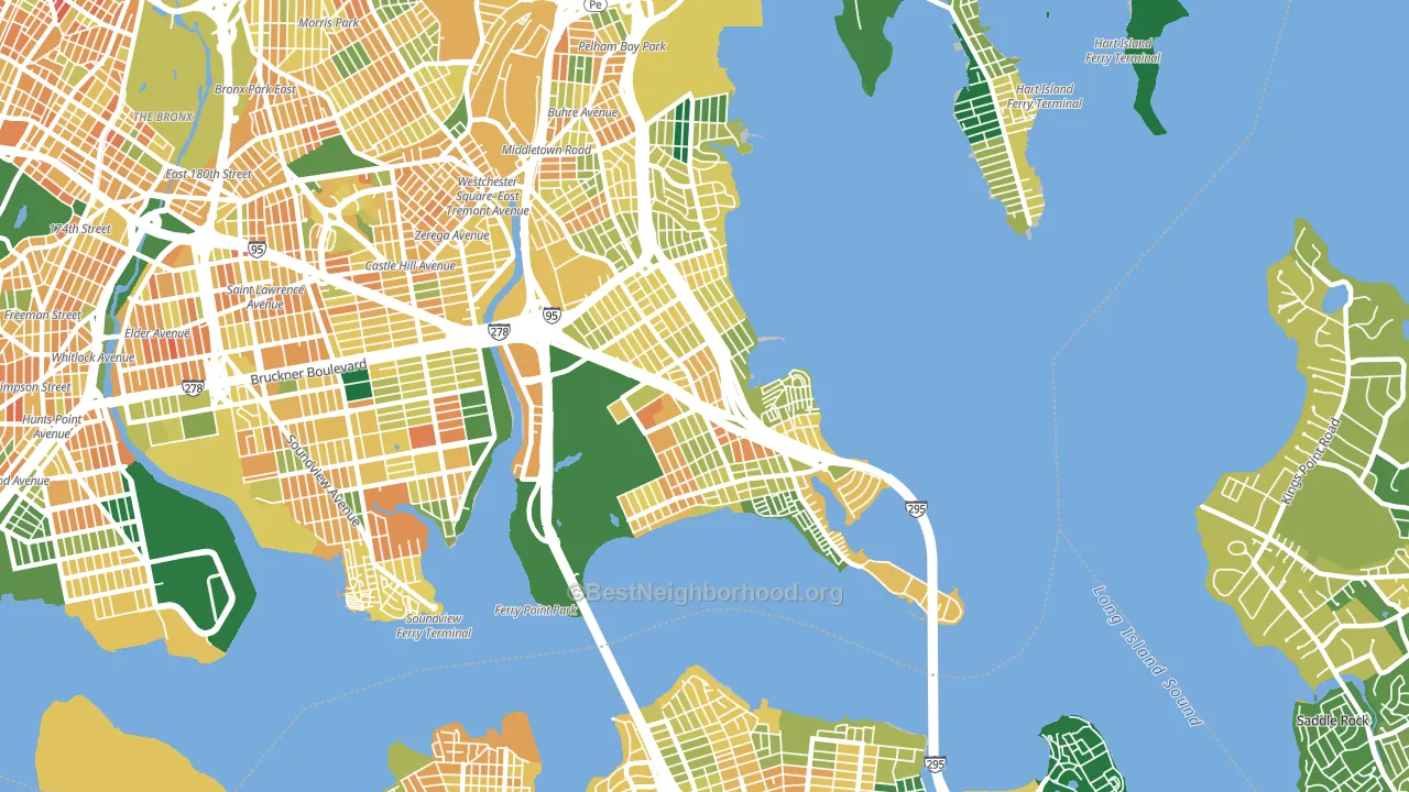 Throgs Neck-Edgewater Park, Bronx, NY block-group voter-turnout map