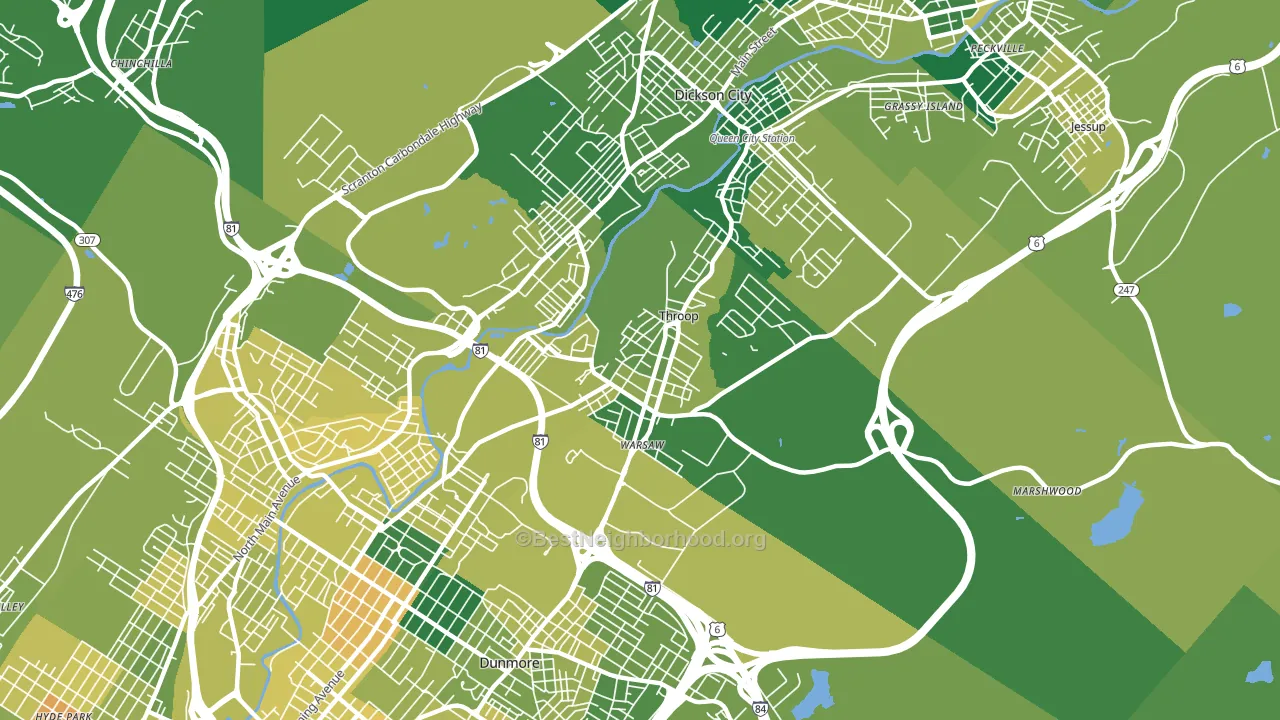 Throop, PA block-group voter-turnout map