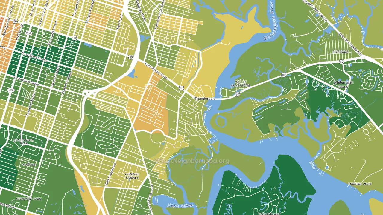 Thunderbolt, GA block-group voter-turnout map