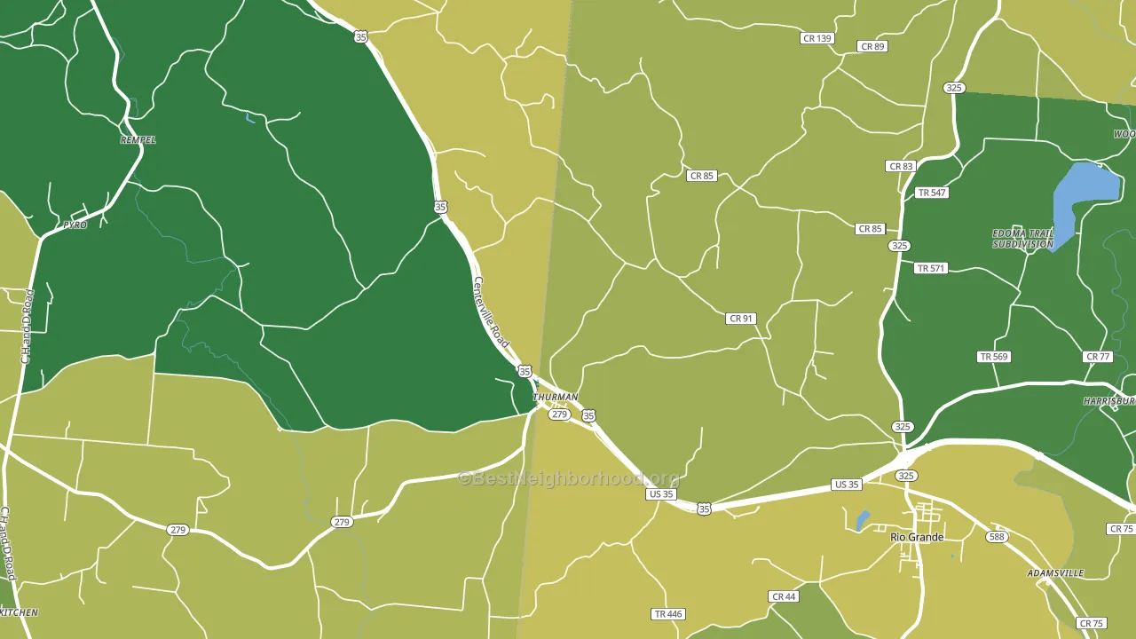 Thurman, OH block-group voter-turnout map