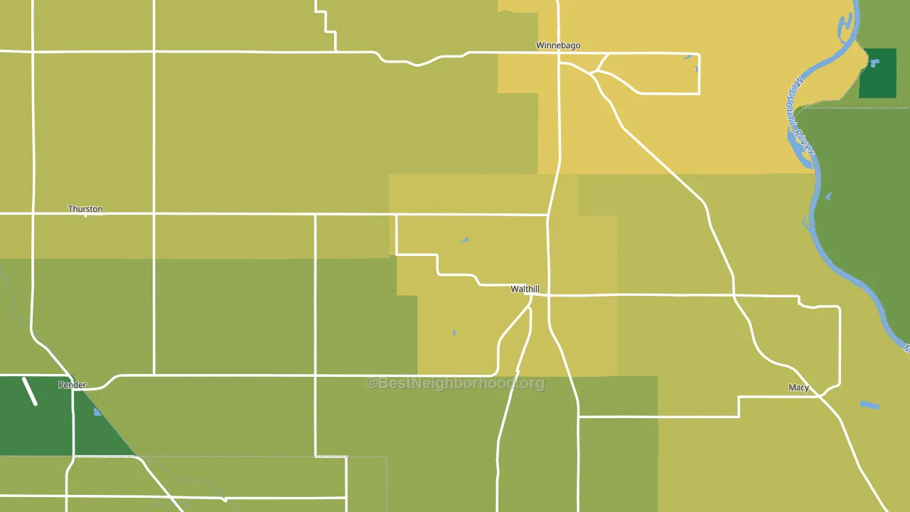 Thurston County, NE block-group voter-turnout map
