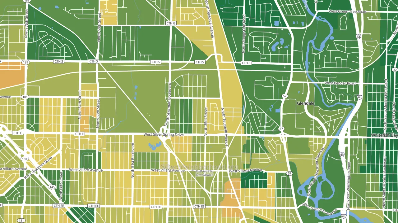 Thurston Woods, Milwaukee, WI block-group voter-turnout map