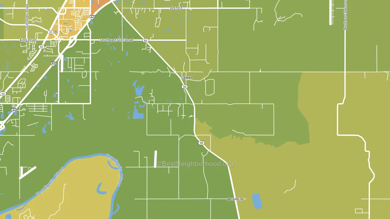 Tiawah, OK block-group voter-turnout map