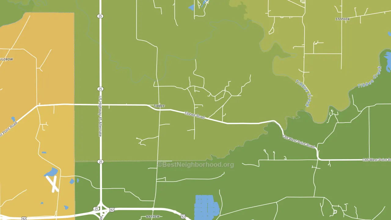 Tibbee, MS block-group voter-turnout map