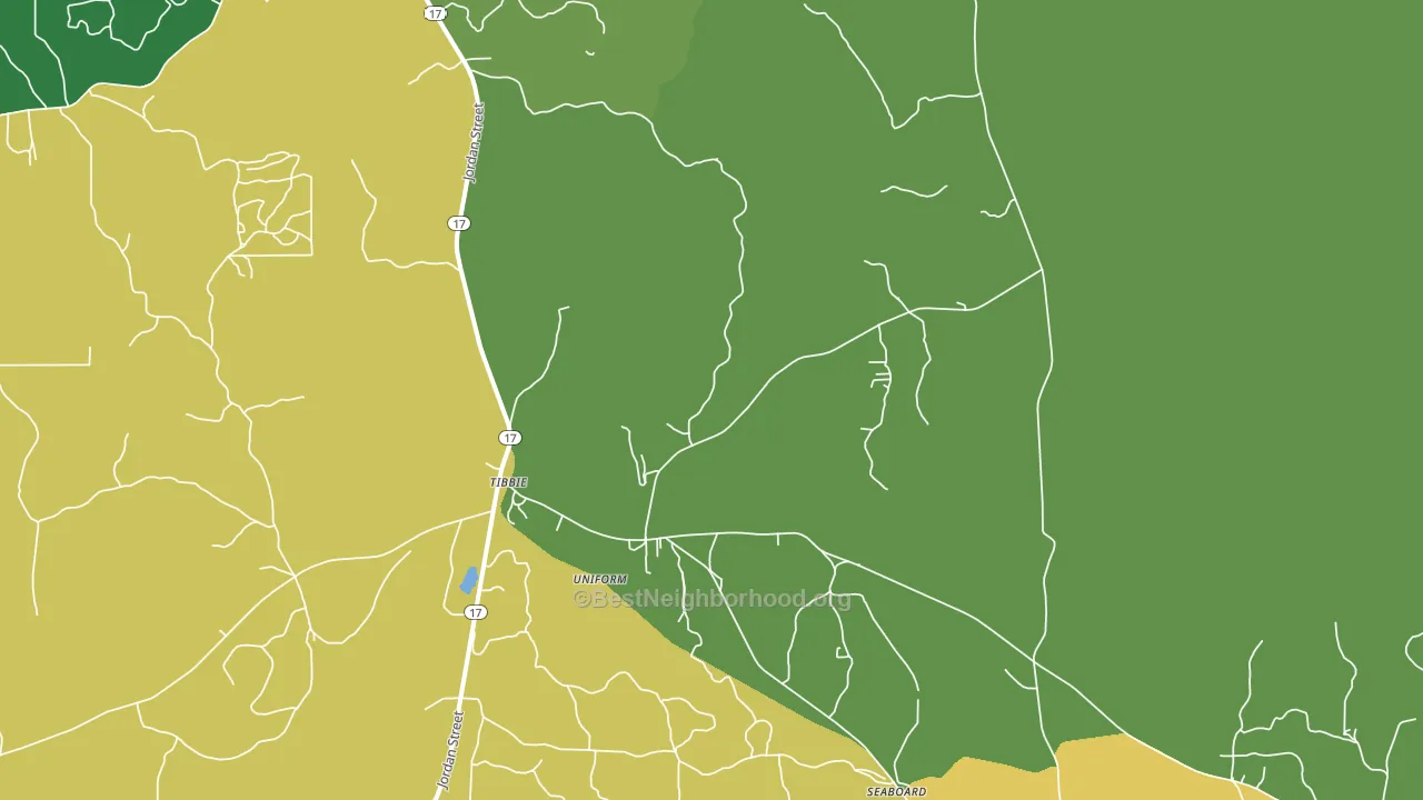Tibbie, AL block-group voter-turnout map