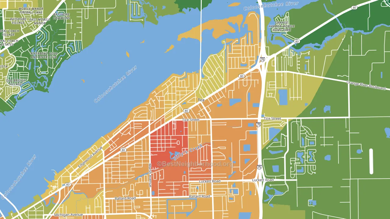 Tice, Fort Myers, FL block-group voter-turnout map