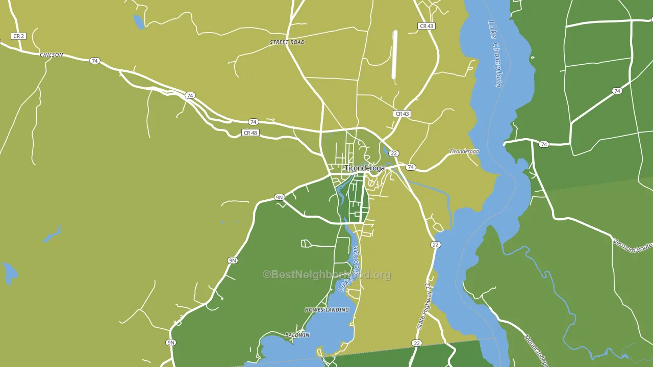 Ticonderoga, NY block-group voter-turnout map