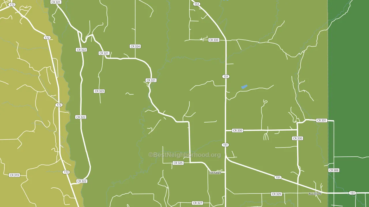 Tiffany, CO block-group voter-turnout map