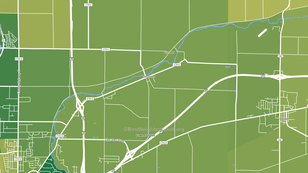 Tiffany, WI block-group voter-turnout map