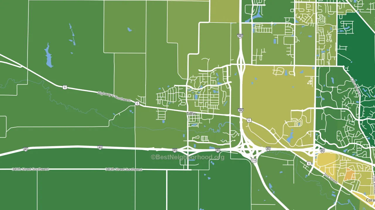 Tiffin, IA block-group voter-turnout map