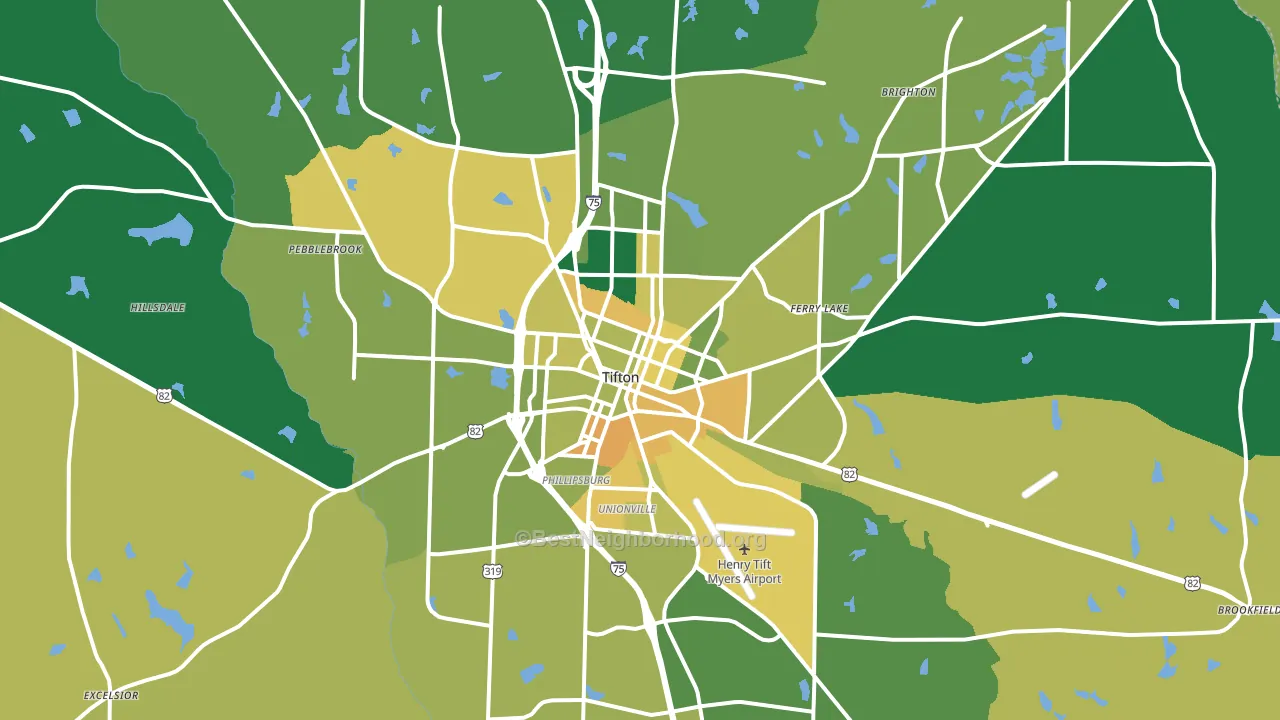 Tifton, GA block-group voter-turnout map