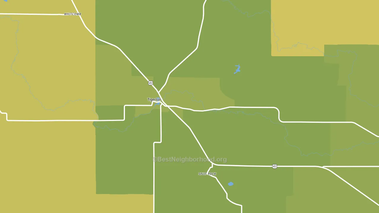 Tigerton, WI block-group voter-turnout map