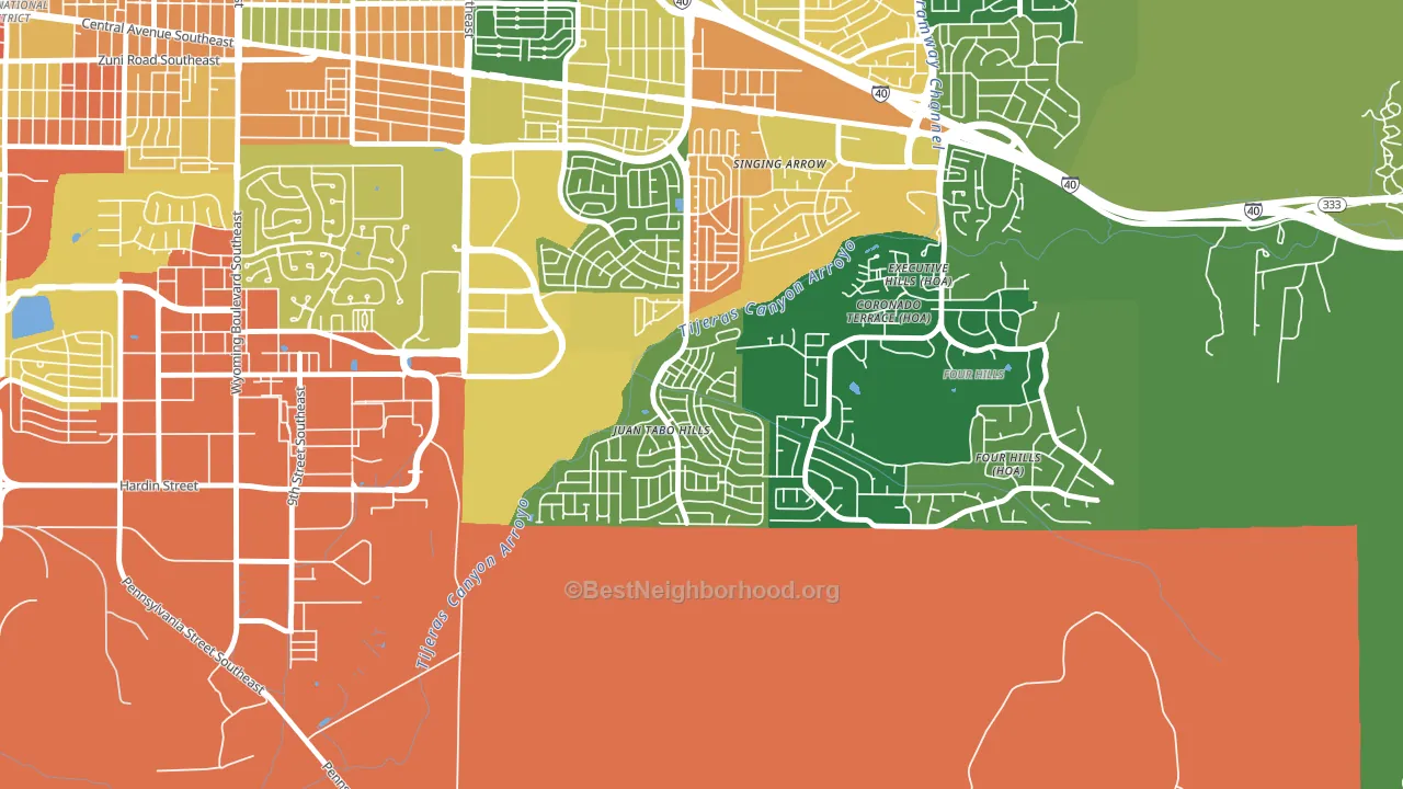 Tijeras Arroyo, Albuquerque, NM block-group voter-turnout map