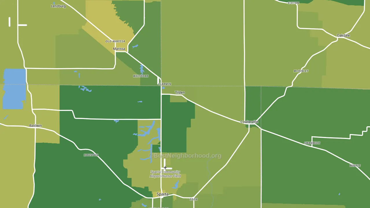 Tilden, IL block-group voter-turnout map