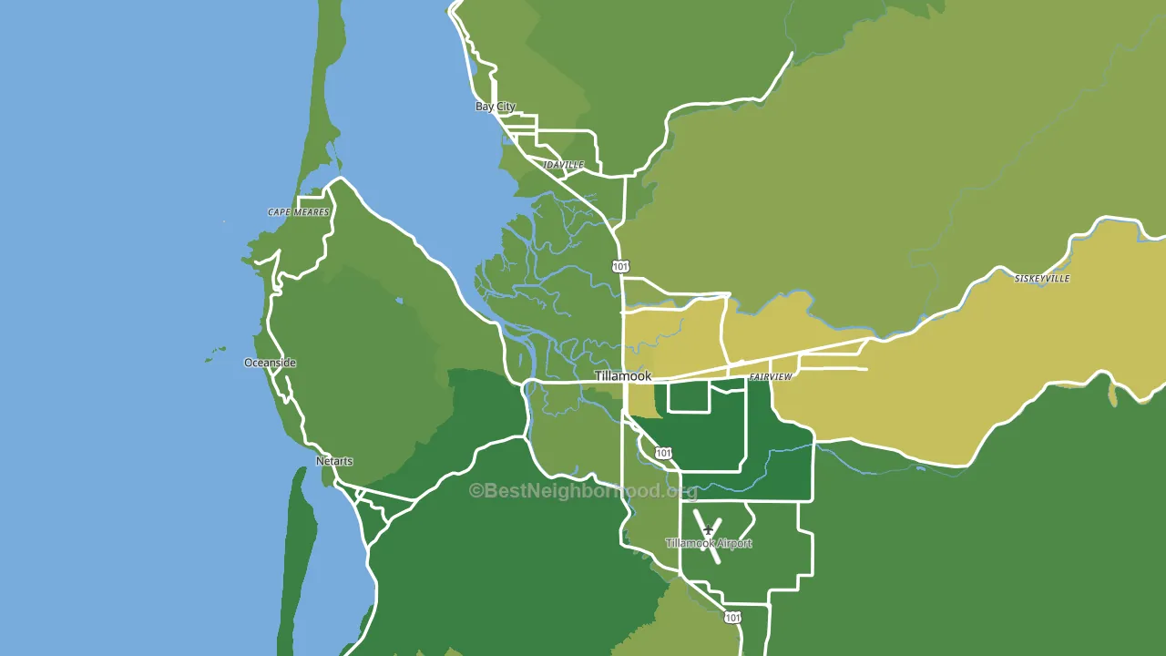 Tillamook County, OR block-group voter-turnout map