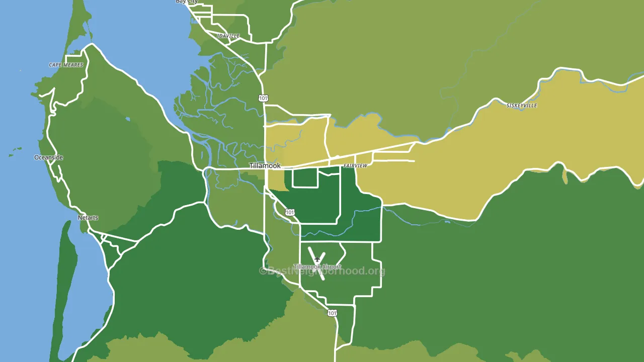Tillamook, OR block-group voter-turnout map