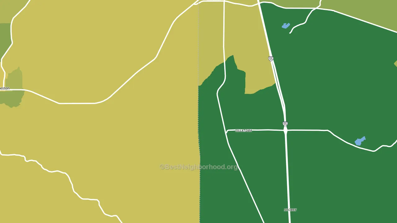Tillatoba, MS block-group voter-turnout map