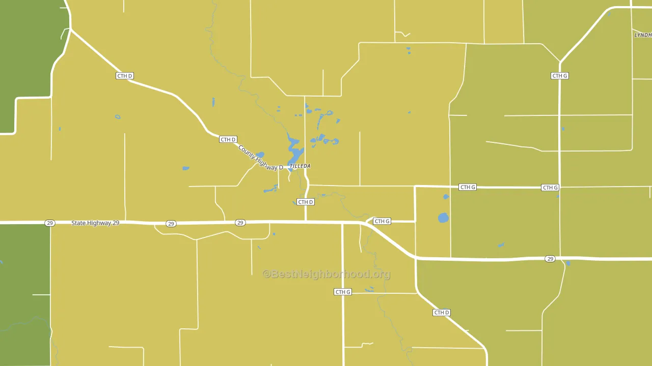 Tilleda, WI block-group voter-turnout map