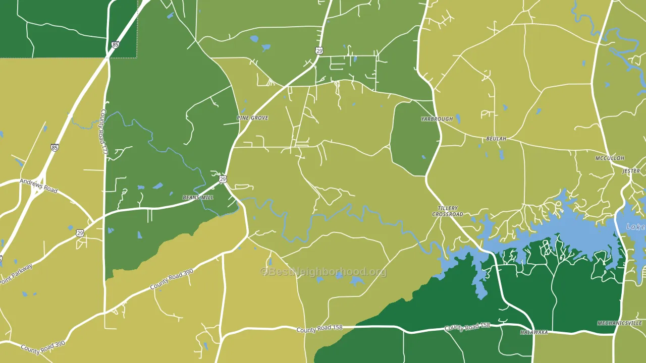 Tillery Crossroads, AL block-group voter-turnout map