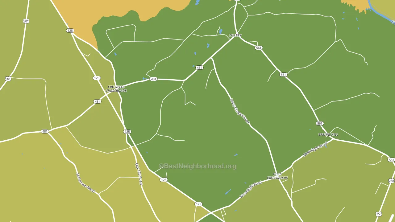 Tillery, NC block-group voter-turnout map