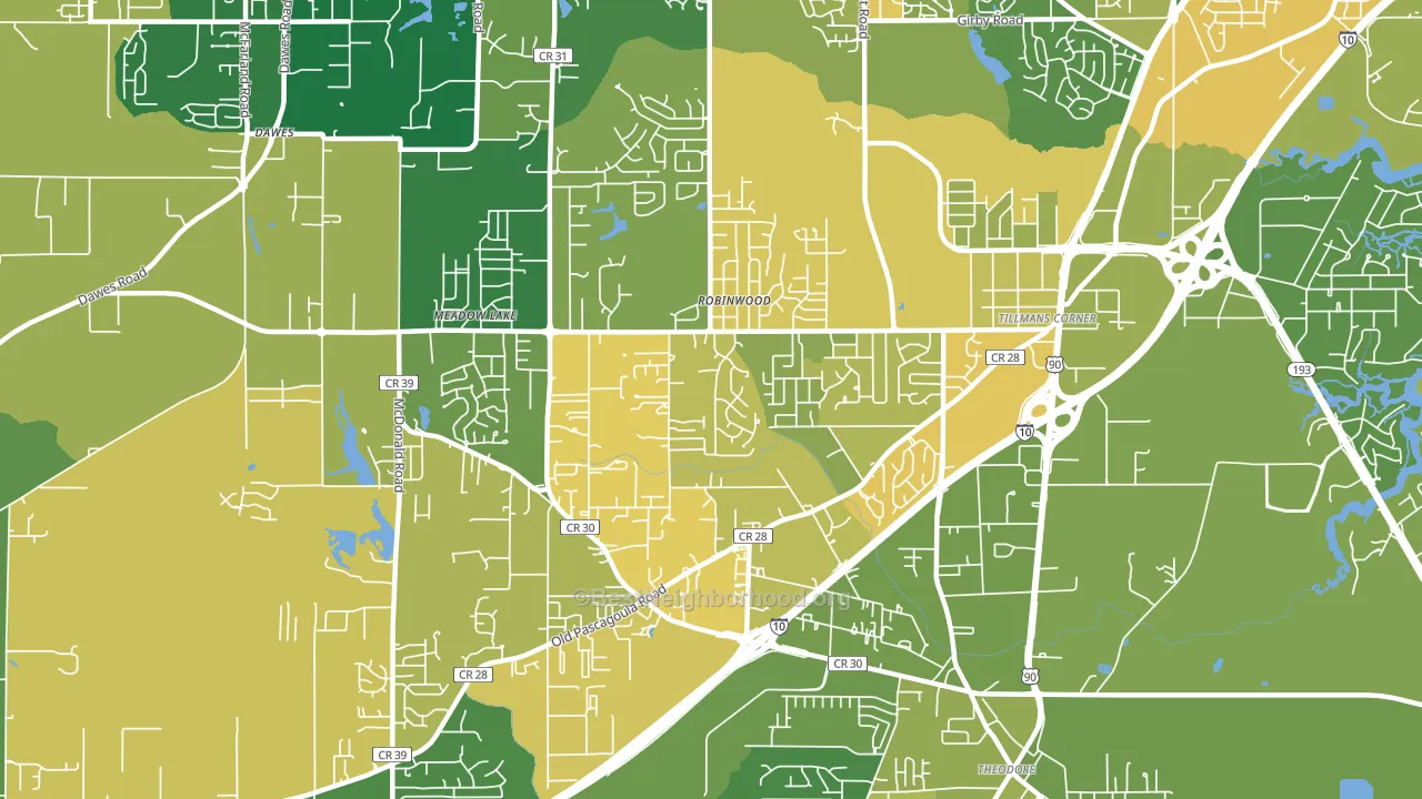 Tillmans Corner, AL block-group voter-turnout map