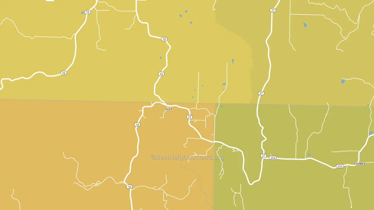 Tilly, AR block-group voter-turnout map