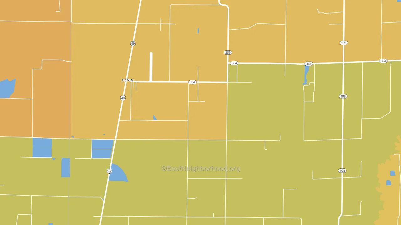 Tilton, AR block-group voter-turnout map