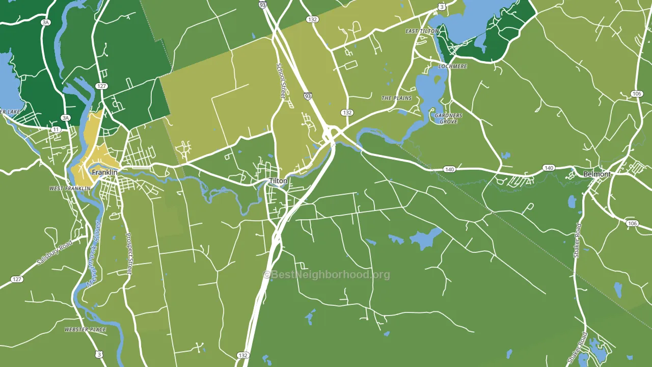 Tilton, NH block-group voter-turnout map