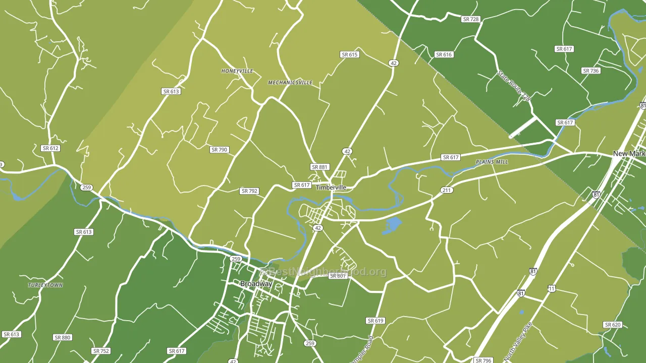Timberville, VA block-group voter-turnout map