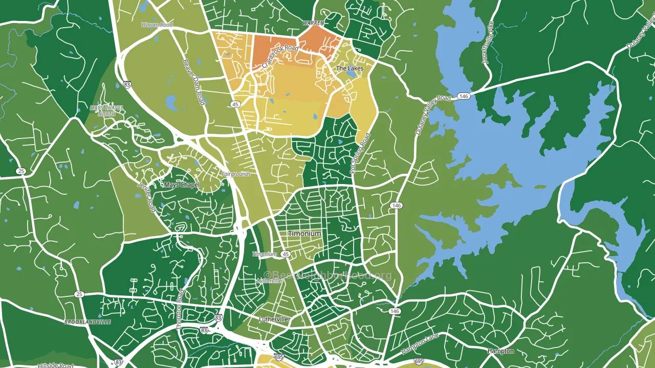 Timonium, MD block-group voter-turnout map