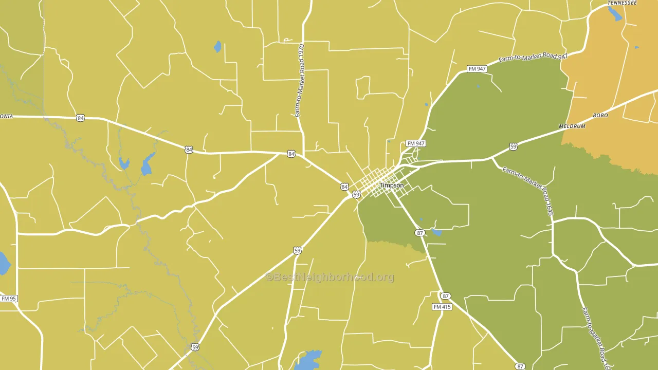 Timpson, TX block-group voter-turnout map