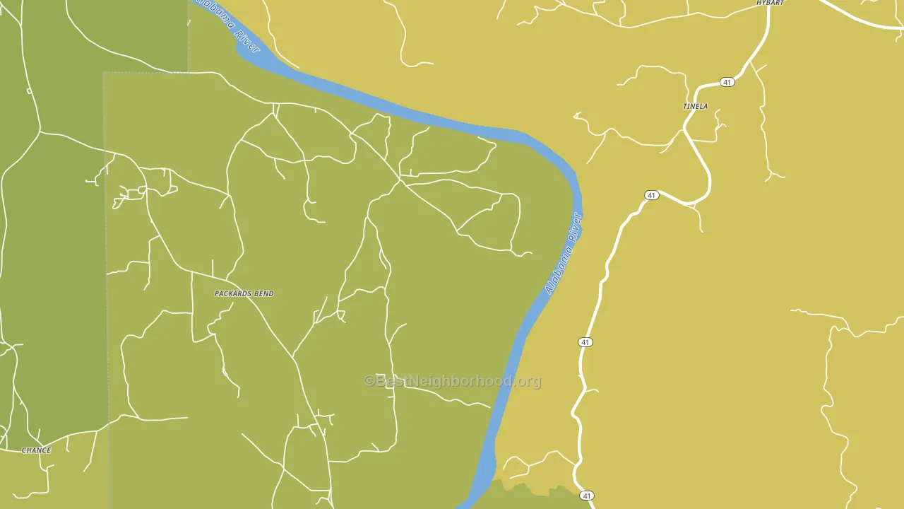 Tinela, AL block-group voter-turnout map
