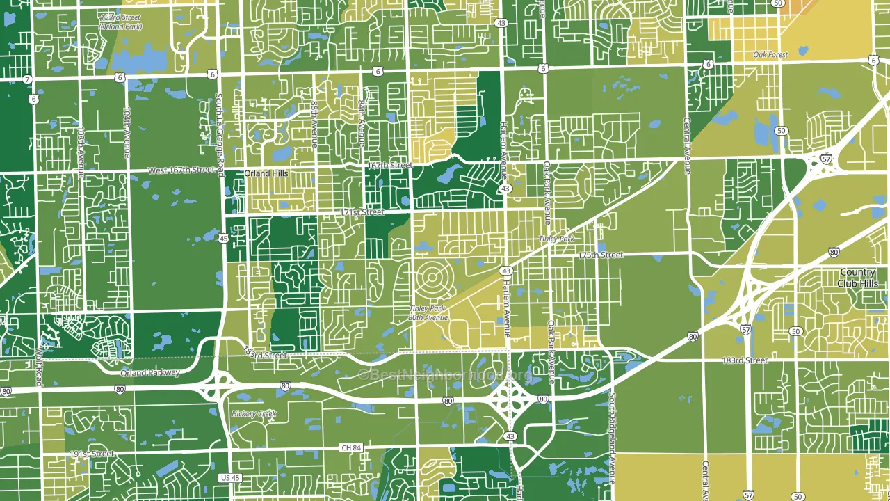 Tinley Park, IL block-group voter-turnout map