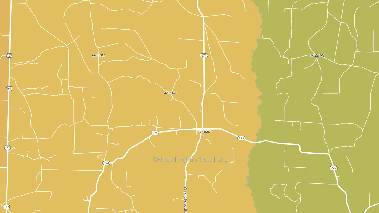 Tinsman, AR block-group voter-turnout map
