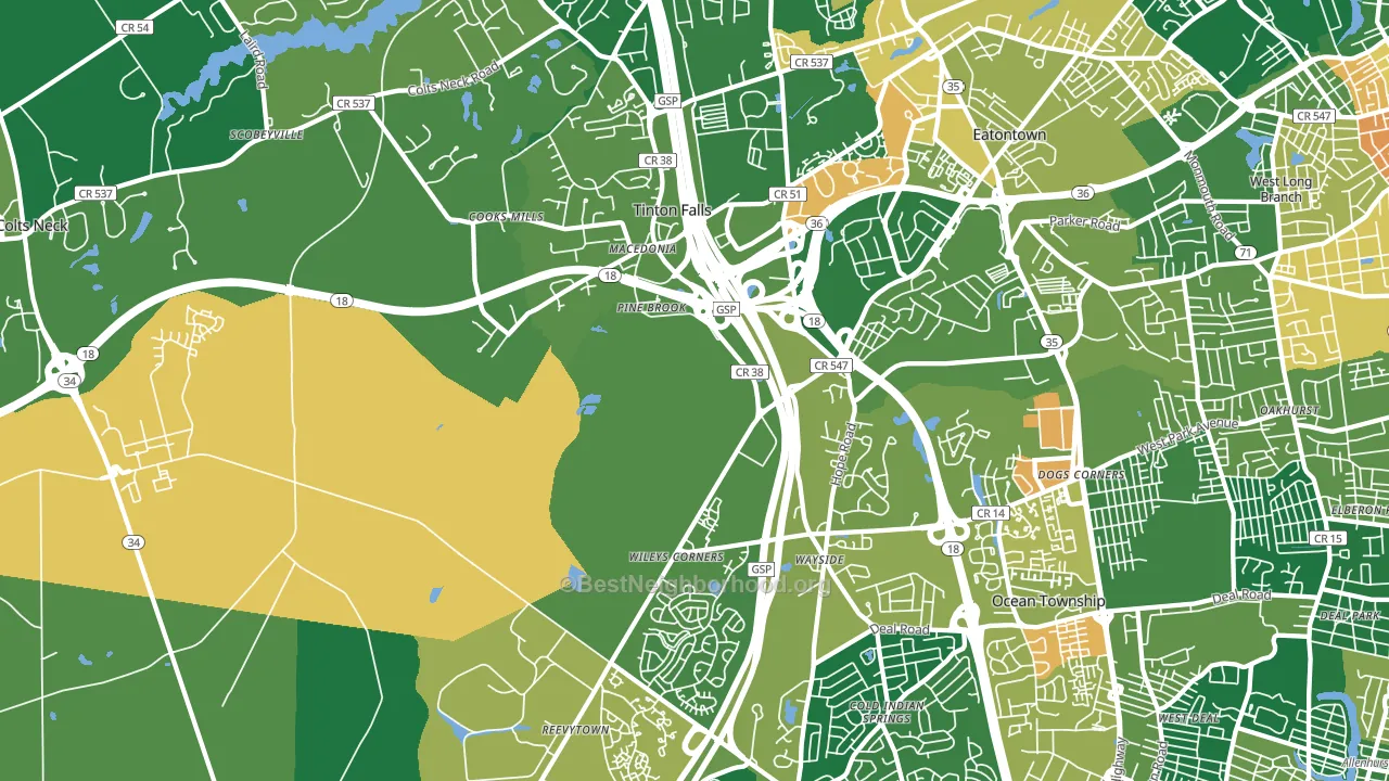 Tinton Falls, NJ block-group voter-turnout map