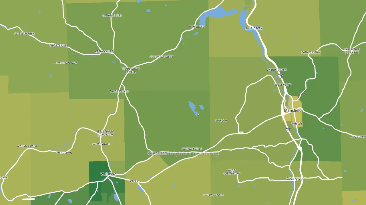 Tioga County, PA block-group voter-turnout map
