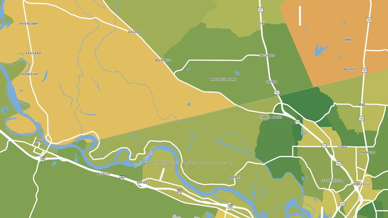 Tioga, LA block-group voter-turnout map