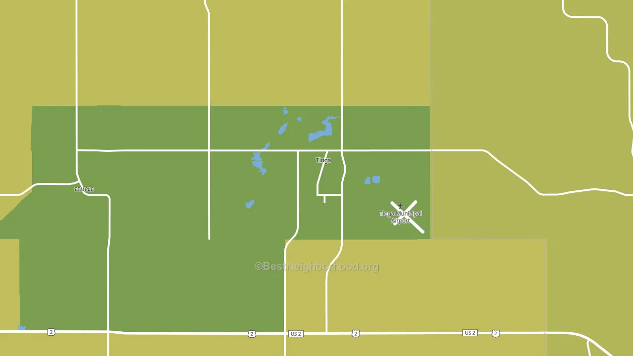 Tioga, ND block-group voter-turnout map