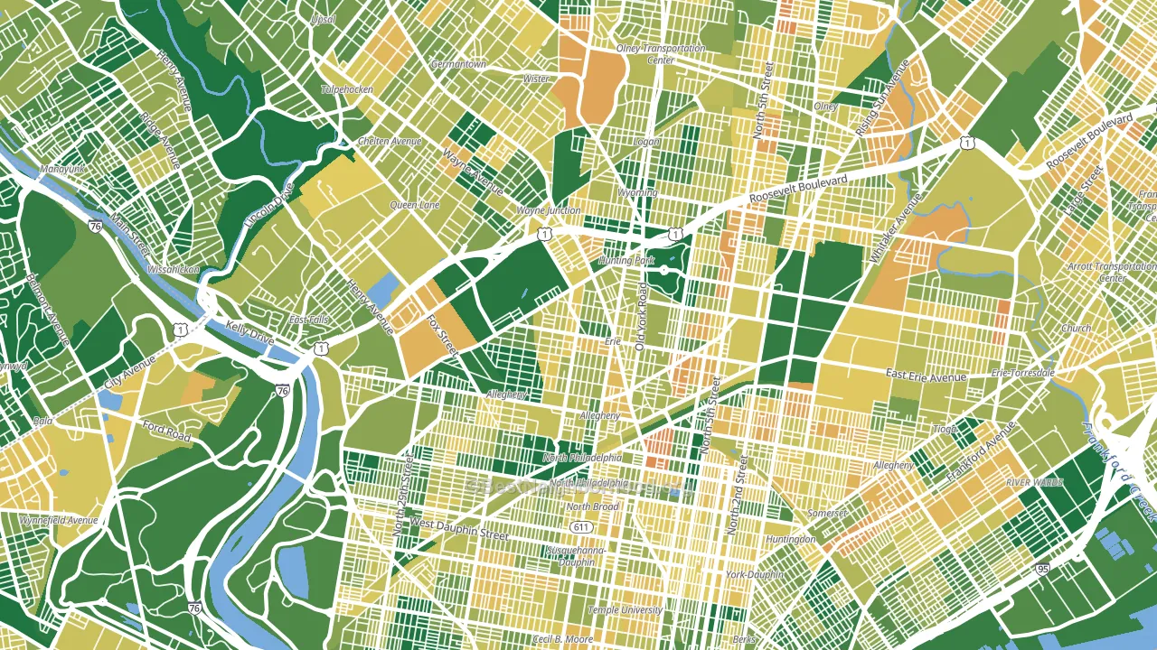 Tioga-Nicetown, Philadelphia, PA block-group voter-turnout map