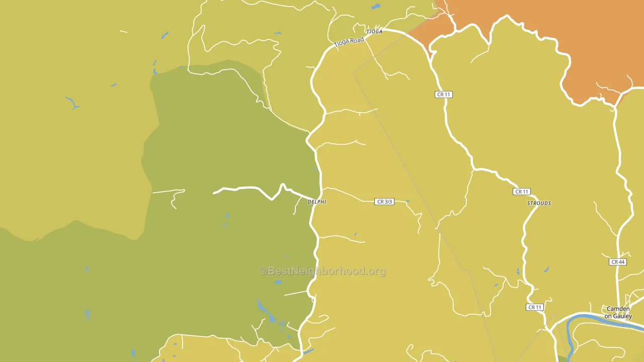 Tioga, WV block-group voter-turnout map